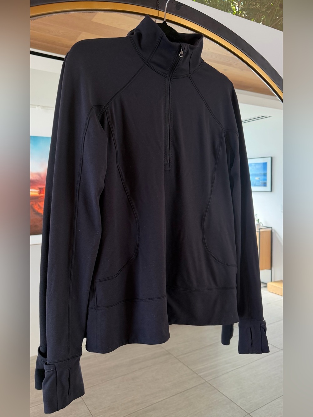 Lululemon Black Pleated Back Half Zip Pullover Jacket Size 10